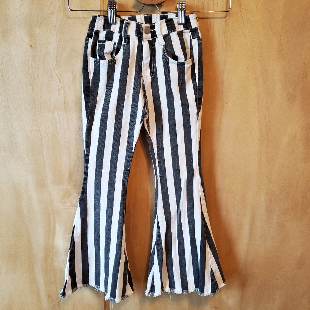 Black and white striped boutique bell bottom pants 4t